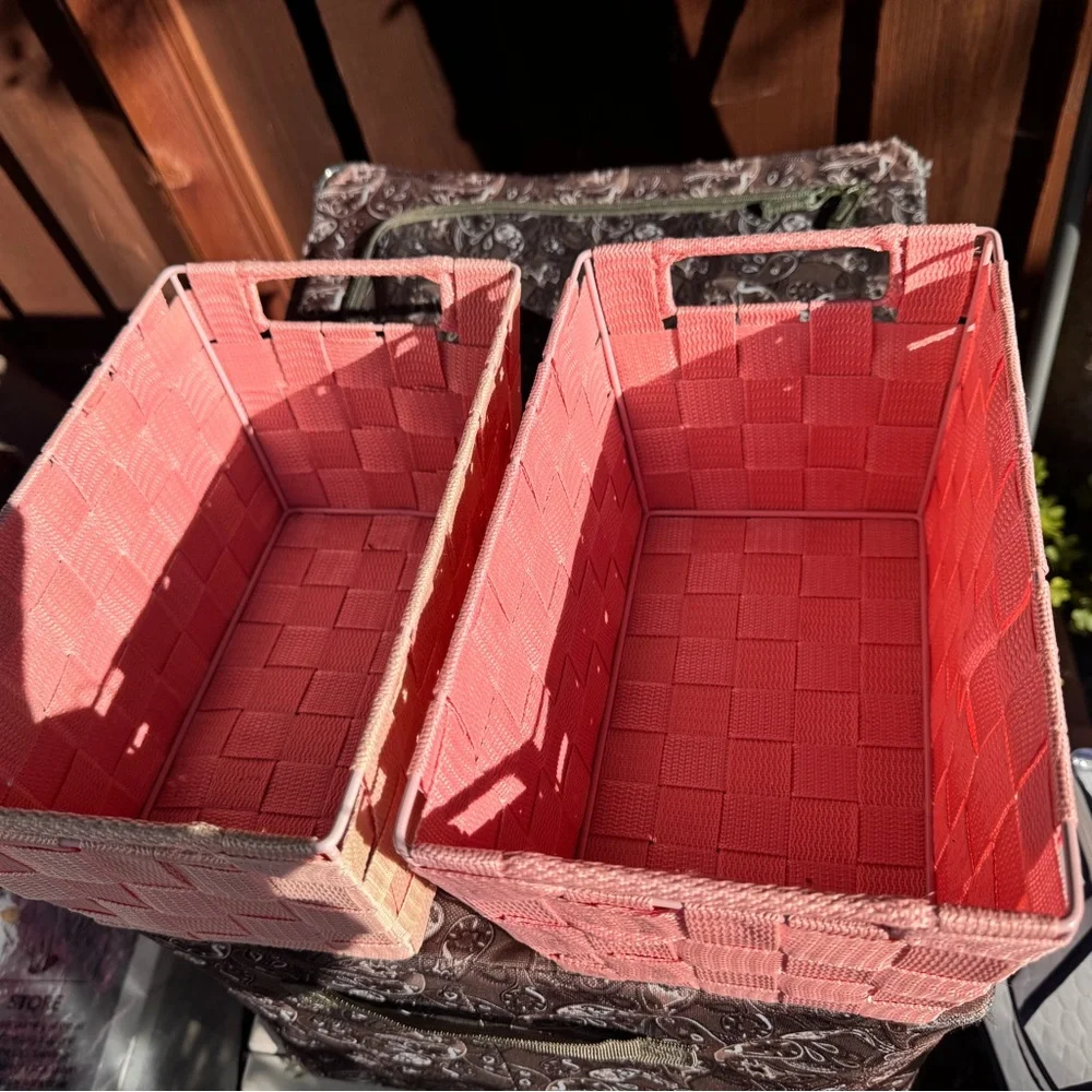 T.J.Maxx Pink Woven Storage Baskets